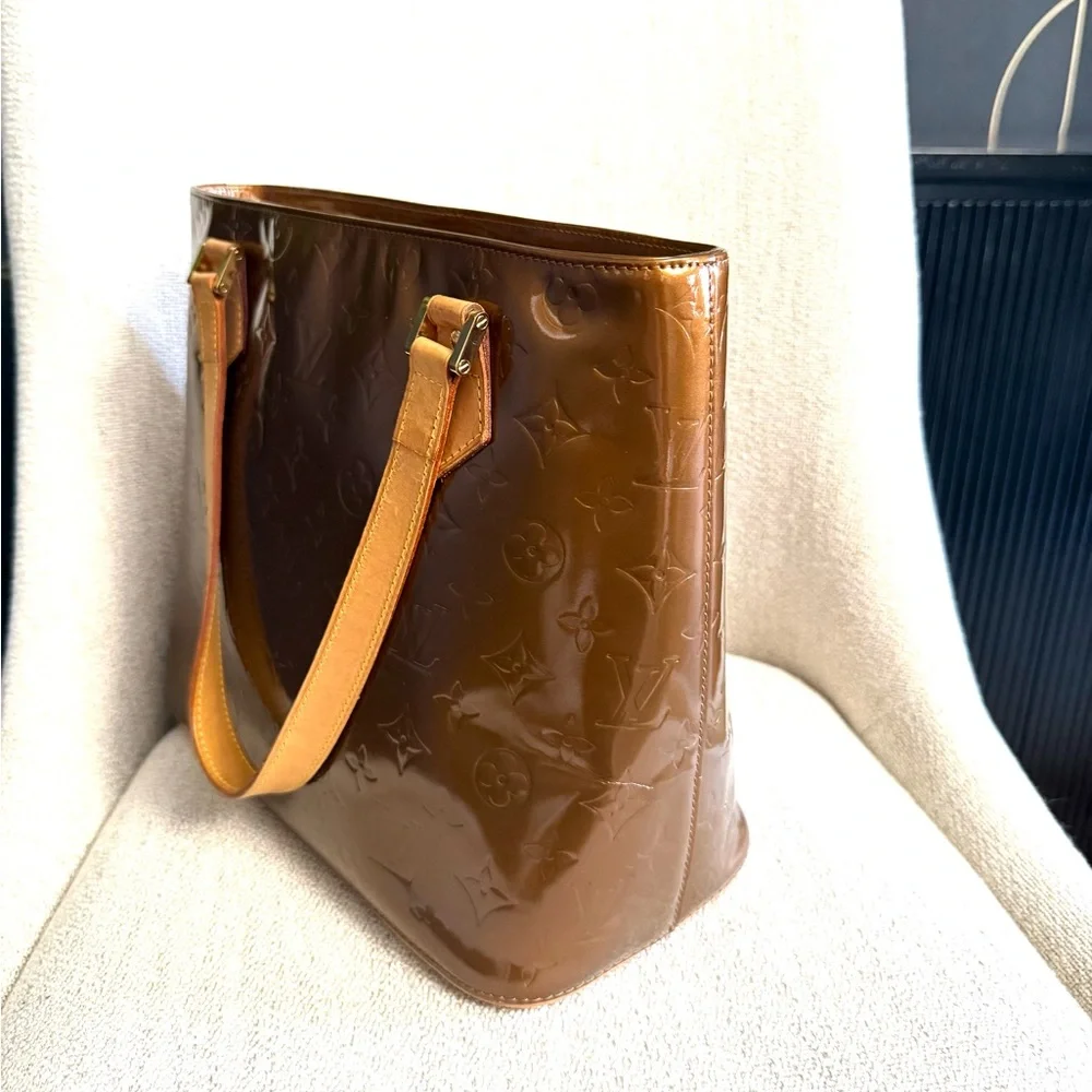 Authentic Louis Vuitton Vernis Houston tote bag bronze gold color small